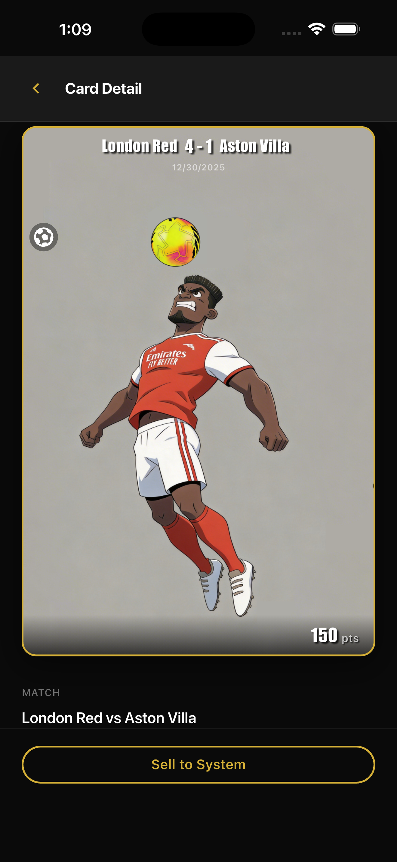 Cards from settled match facts